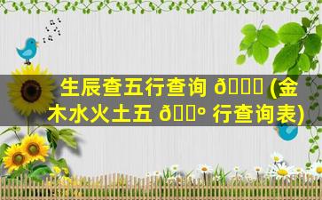 生辰查五行查询 🐝 (金木水火土五 🐺 行查询表)